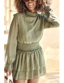 Sensual khaki dress with a stand-up collar 9156 - Online store - Boutique